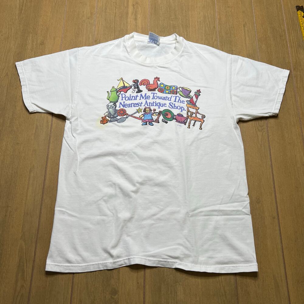 Vintage Point Me Toward The Nearest Antique‎ Shop T Shirt Hanes USA L 90s